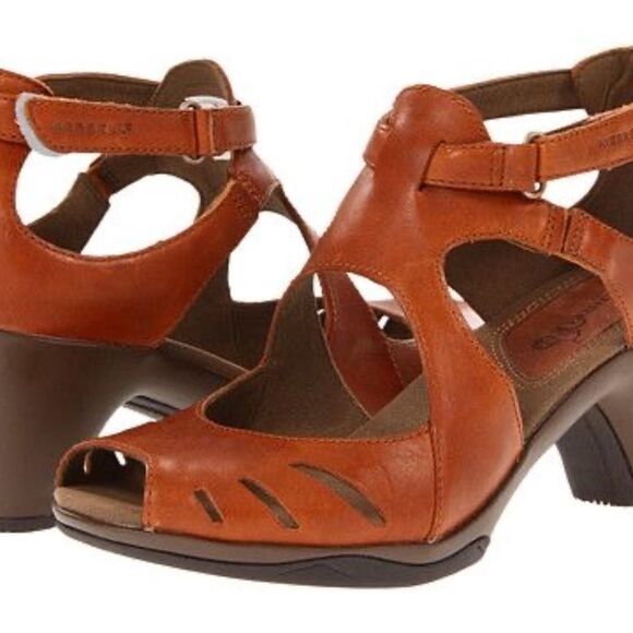 Merrell Evera Shift Tan Leather Heels Sz 10 - Picture 1 of 8